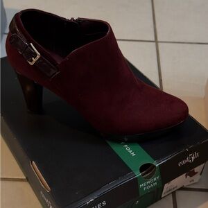 East 5th Maroon Heeled Boots with Buckle